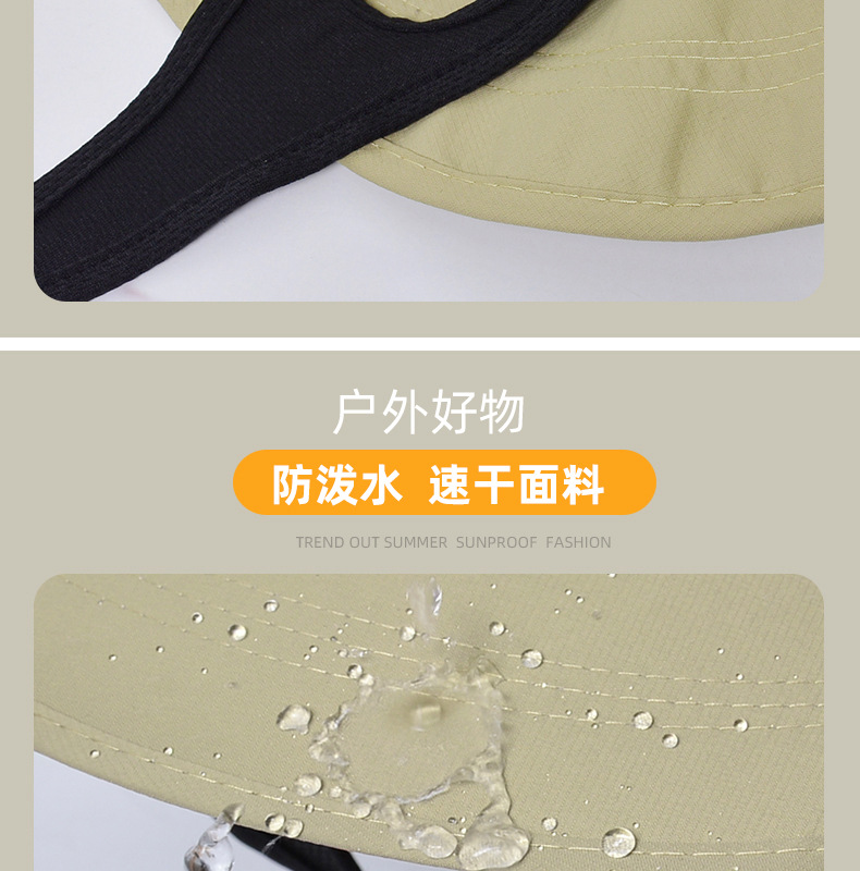 Wasserdichter Sonnenhut mit breiter Krempe, UV-Schutz, packbarer Safari-Bonnet-Hut für Männer und Frauen, Sommer-Outdoor-Strandmodell 8264 – Detail 7