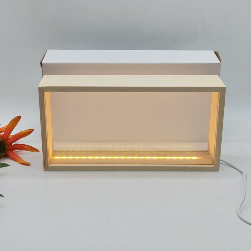 New hollow dried flower photo frame with light led luminous double-sided transparent glass frame creative three-dimensional acrylic frame