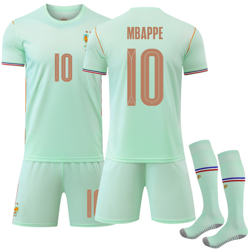 2026 World Cup France Away Green Jersey No. 10 Mbappé, No. 7 Dembélé, No. 11 Olise Football Shirt