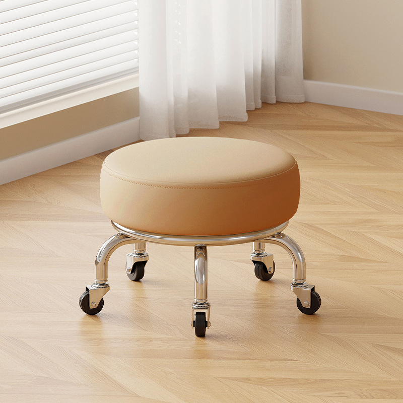 Polia doméstica taburete bajo rueda universal pequeño taburete silencioso rotativo taburete redondo móvil con artefacto moderno y simple