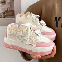 春季爆款软妹可爱星星大头面包鞋子女厚底2024新款百搭休闲板鞋潮