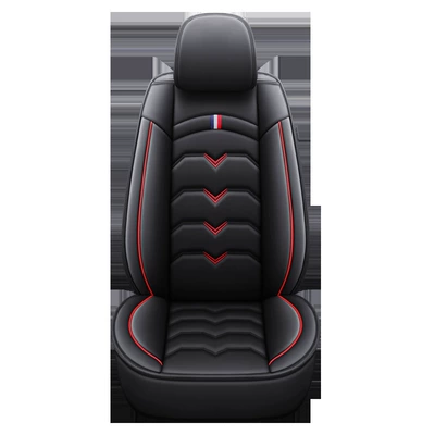 Seat cushion, seat cover, Surround Seat Covers, Full Leather Seats - black-red-line-single-seat-standard-version-universal