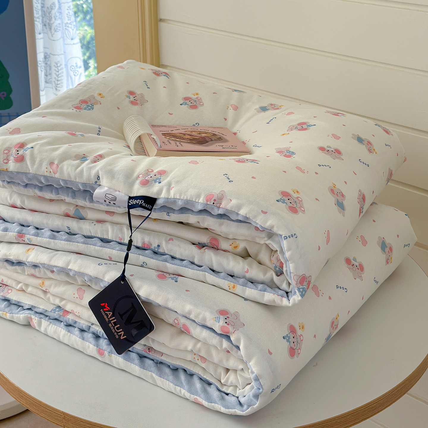 A类全棉双层纱豆豆绒被纯棉春秋被冬被单人双人四季被子卡通被芯