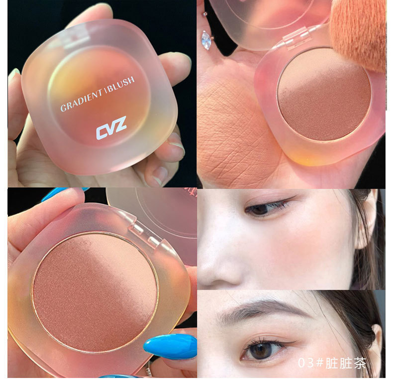 CVZ three-color gradient blush Contouring palette: Dirty tea pink, not prone to flaking, warm blush, natural nude blush undefined