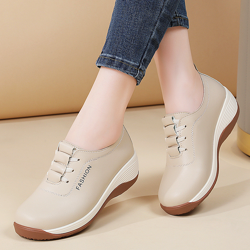 Autumn Travel Shoes, Lace-Up Women's Shoes, Large Size, Comfortable and Non-Tiring Shoes, Work Shoes, Commuting Platform Shoes