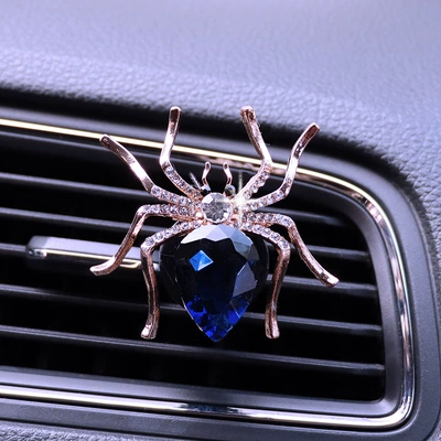 Car Spider perfume car air conditioning air outlet clip car aromatherapy creative car light fragrance decoration (Car Perfume Aromatherapy) - dark-blue-spider-plastic-trough-air-outlet