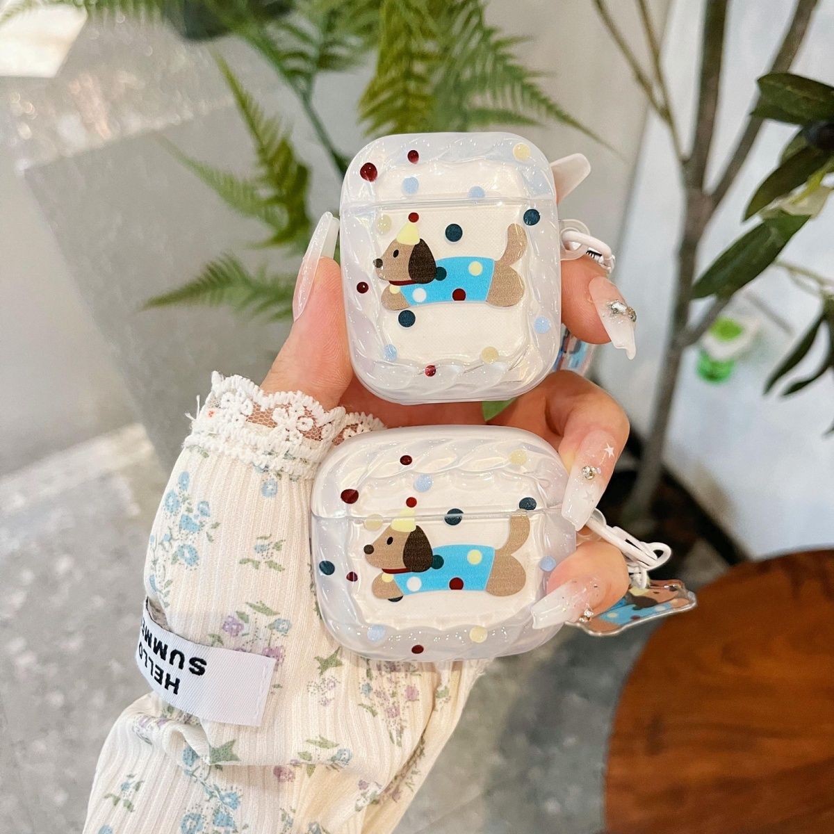 Cute dibujos animados onda punto salchicha perro para Apple Bluetooth auriculares caso airpods 4 auriculares caso pro3 protección