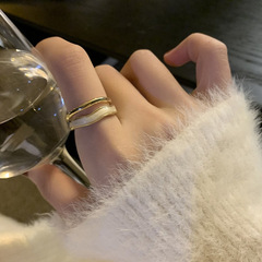 簡約ins小眾設計感S925銀戒指女復古時尚雙層開口指環文藝食指戒