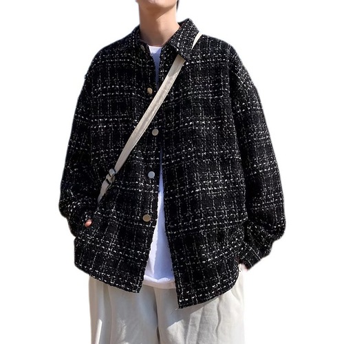 Men's Small Scandal Windbreaker Jacket with Design Sense, Unconventional, Gritty Style, Workwear Jacket for Spring and Autumn, Trendy, Ins Checkered Top Coat