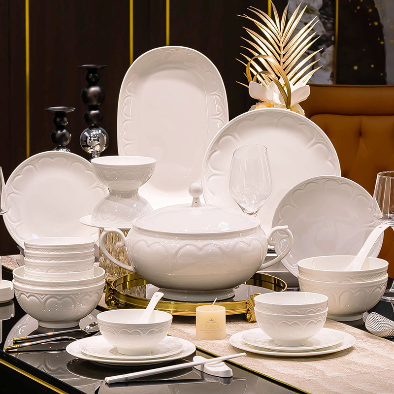 2023 Jingdezhen New High-end Simple Tableware suit Bone China Underglaze Color Bowl Plate for Wedding and Moving to New Residence 2023 Jingdezhen New High-end Simple Tableware suit Bone China Underglaze Color Bowl Plate for Wedding and Moving to New Residence
