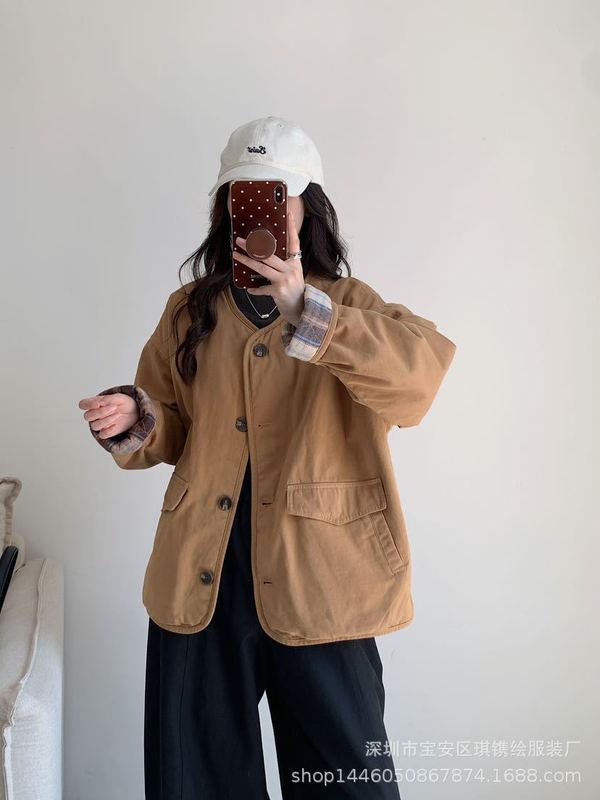琪镌绘制秋冬季新款韩系撞色棉服外套女装百搭高级感棉衣潮93615|undefined