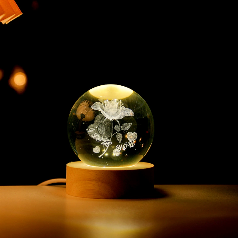 Трансграничные прямые продажи с фабрики, 3D стерео резной светящийся ночник, хрустальный шар, украшение для рабочего стола, подарки для студентов