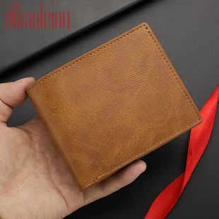 Horizontal wallet wholesale men's short wallet men's student wallet retro wallet no logo factory spot