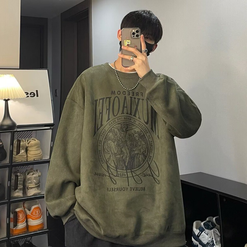 Heavy Suede Spongebob Squarepants Print American Style Hoodless Crewneck Sweatshirt for Men and Women Couple's Fashion Brand Spring and Autumn Jacket Heavy Suede Spongebob Squarepants Print American Style Hoodless Crewneck Sweatshirt for Men and Women Couple's Fashion Brand Spring and Autumn Jacket