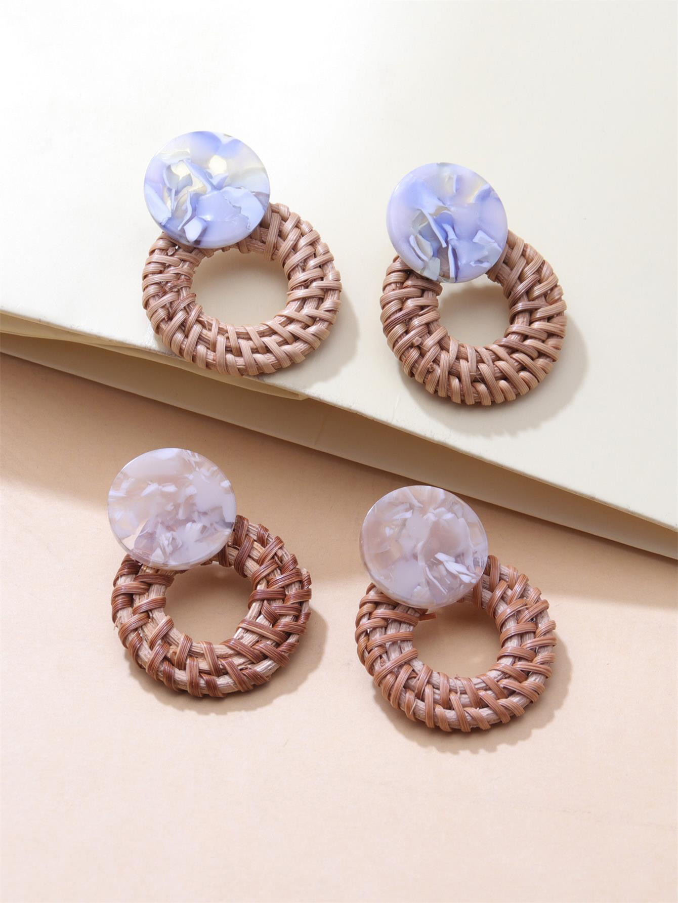 Retro Exaggerated Hollow Hand-woven Ethnic Rattan Earrings display picture 5