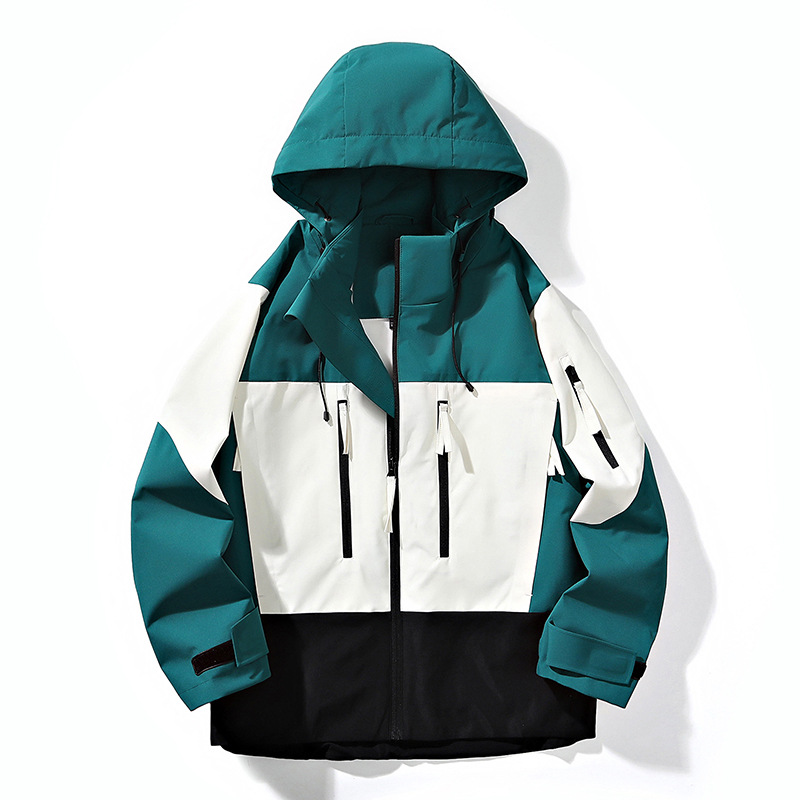 Capa de asalto pareja primavera nuevo estilo americano retro color a prueba de viento abrigo con capuchón relajado casual