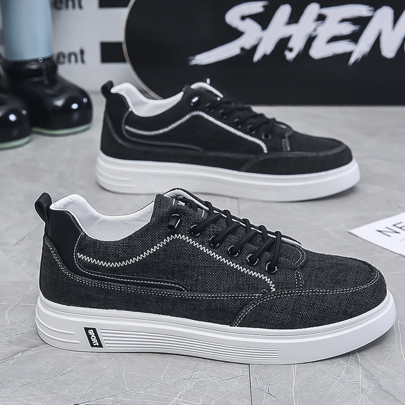 Zapatos de hombre primavera 2025, nuevos zapatos deportivos casuales de lona, zapatos de lona para trabajo y oficina, zapatillas planas de lino para hombre
