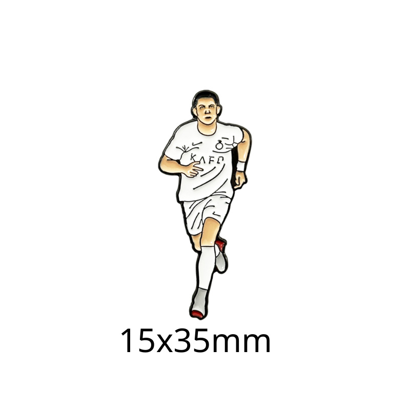 Fabricante personalizado Champions League World Cup Football Super Star Metal Insignia Imagen de dibujos animados Etiqueta del teléfono móvil Insignia Regalo