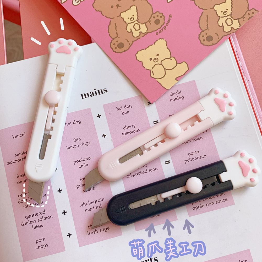 Mini Portable Cat Paw Craft Knife Unboxing Small Knife Paper Cutting Knife Wallpaper Knife Handmade Knife Student Multi-use Cute