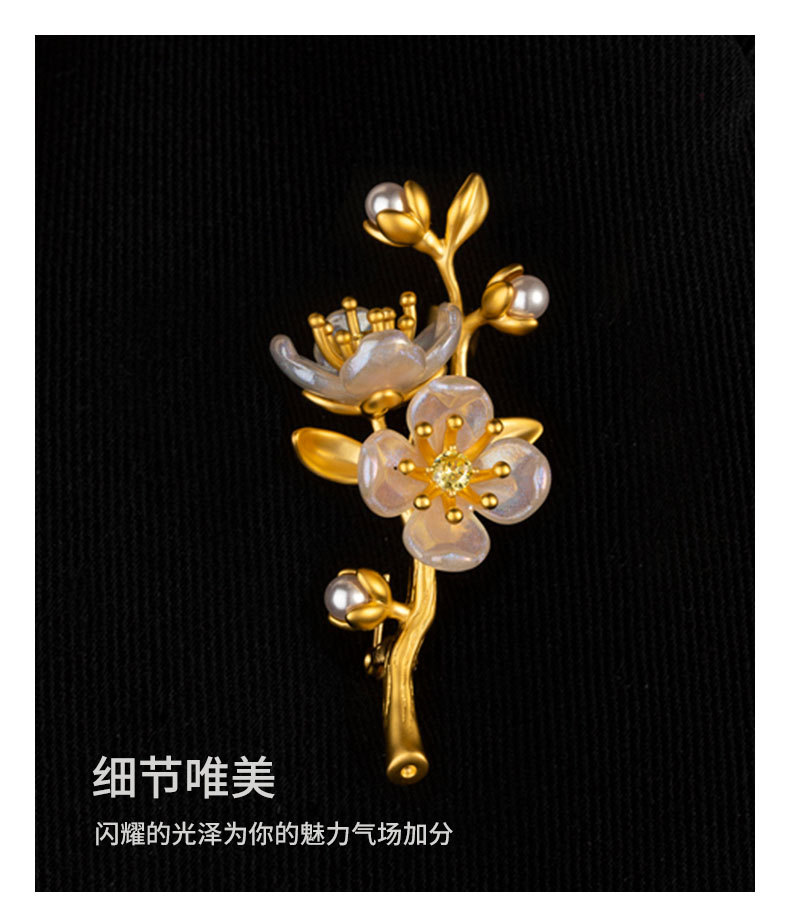 文艺复古茉莉花胸针时尚优雅森系花朵胸花小众新品爆款