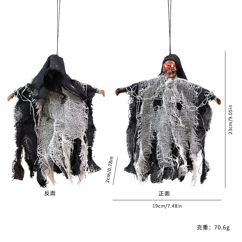 Nuevo Fantasma Colgante de Halloween con Cadena de Hierro, Fantasma Colgante con Calavera Brillante, Decoración de Halloween