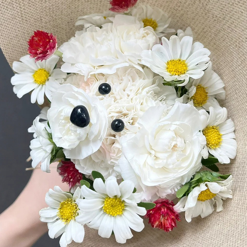 网红康乃馨小猫小狗花束材料创意生日礼品母亲节礼物520情人节