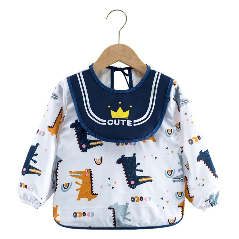 Mono para niños impermeable de manga larga anti-vestirse bebé comiendo ropa delantal bebé mono de bebé babero ropa de protección