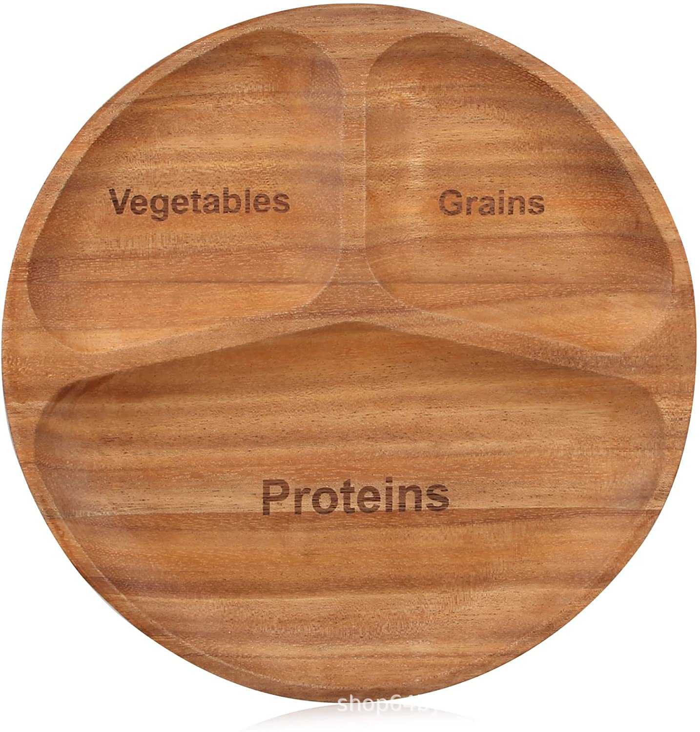 木制餐盘分量控制板食物盘分隔均衡膳食饮食托盘