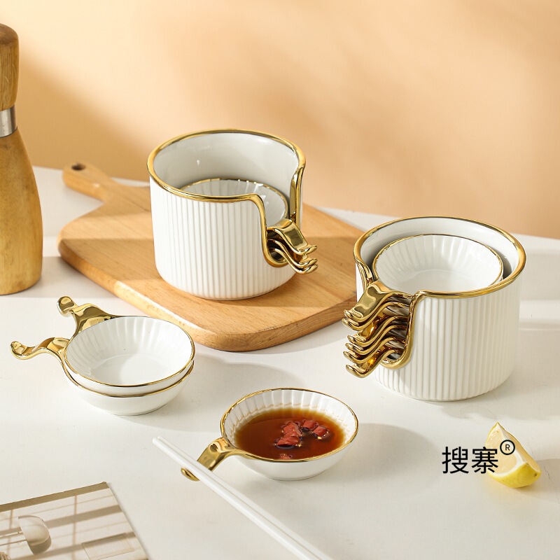High-Looking Flavor Dish 2025 New Household Seasoning Dish Barbecue Dipping Dish Vinegar Dish Cute Seasoning Dish Storage Set