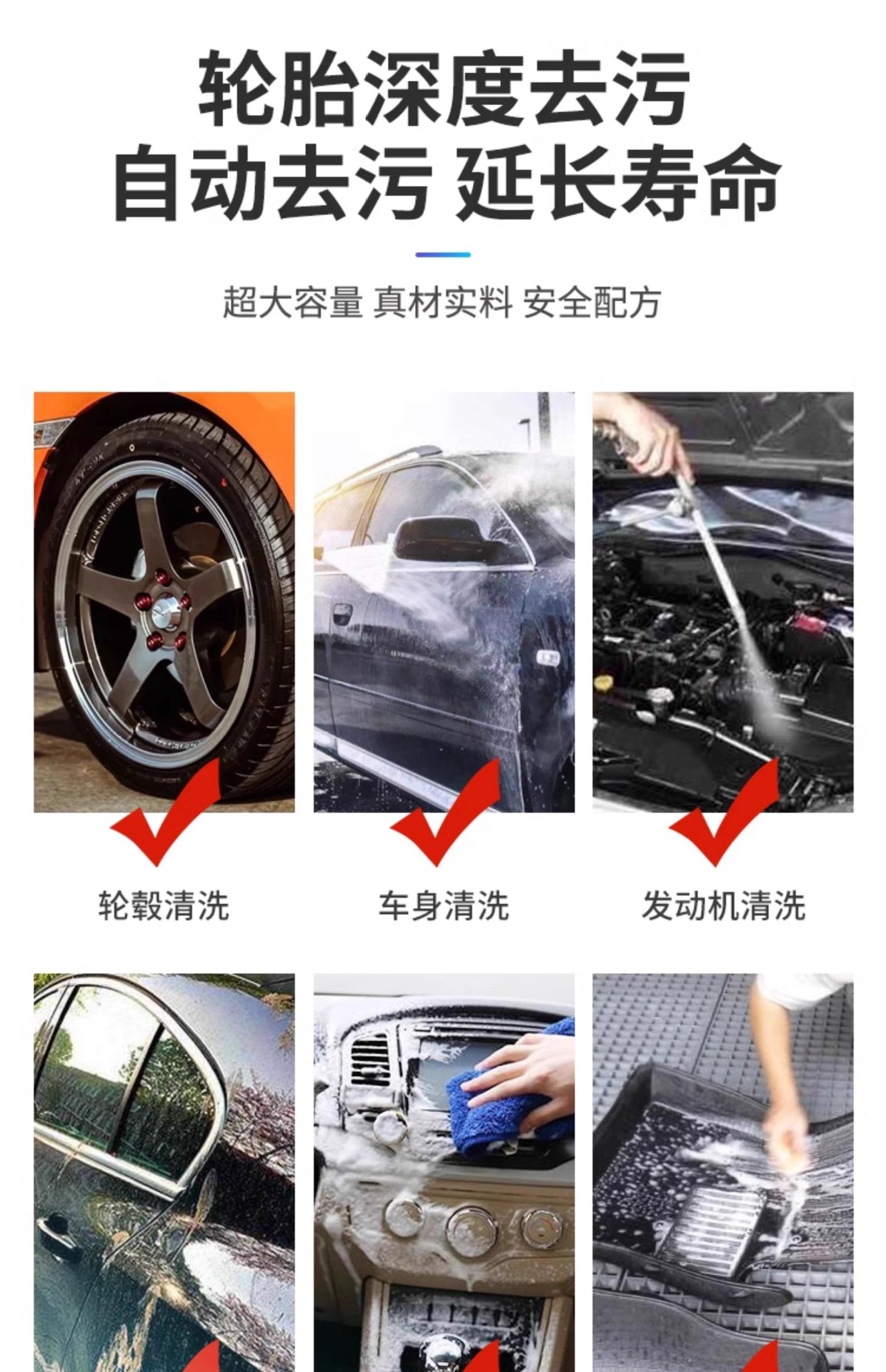 Car Wash Shop Concentrated Self-Cleaning Powder, No-Wipe Car Wash Liquid, Tire Wheel Rim Cleaner, Mixed into a Large Barrel