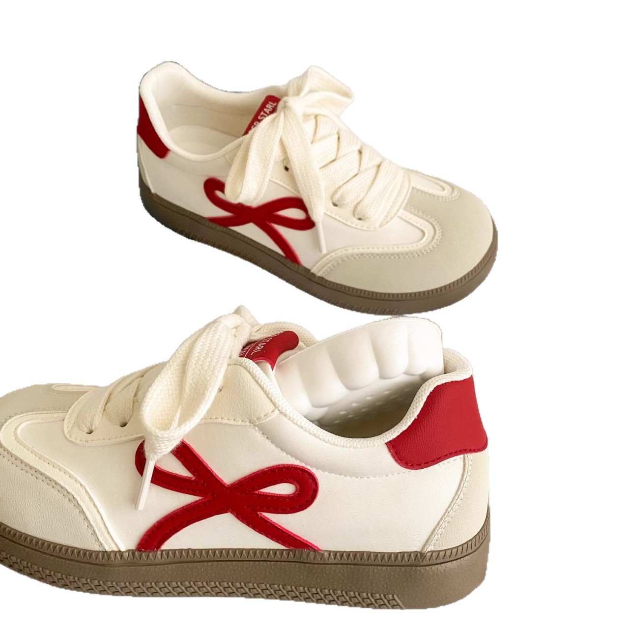 Escuela de estilo de mujer zapatos blancos de verano 2025 nuevos lazos de estilo universal zapatos de entrenamiento de estilo de moda casual zapatos de mujer