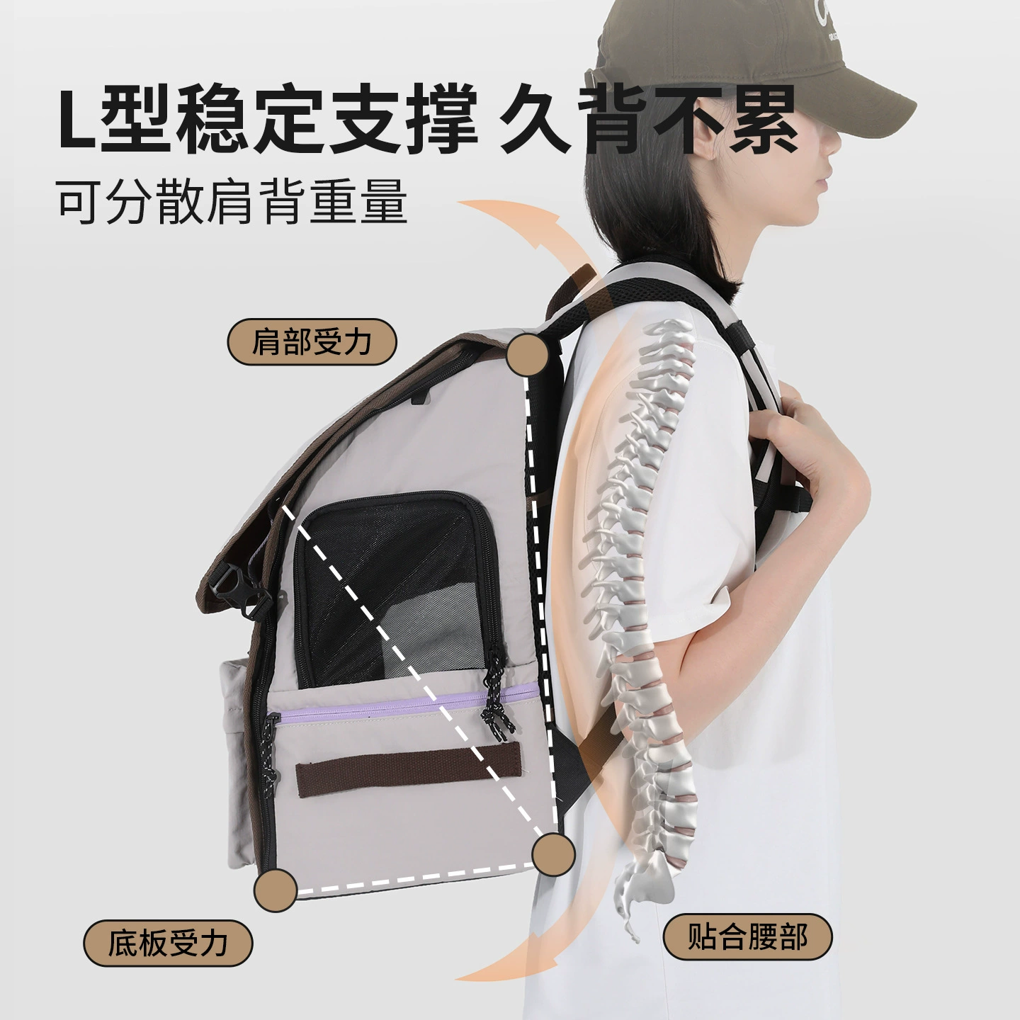 HiDREAM Рюкзак, space handheld bag для выхода на улицу, надет на плечо