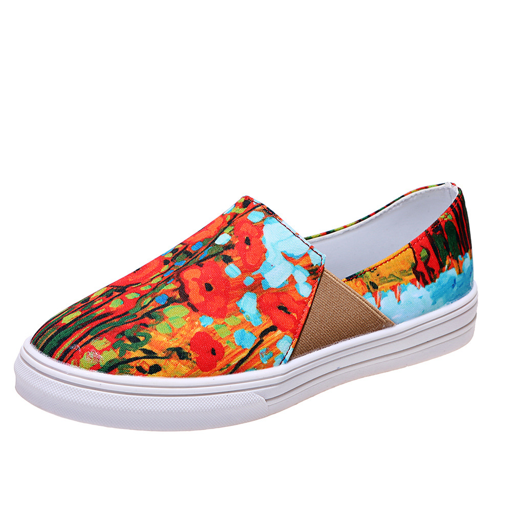 casual flat bottom flower graffiti canvas shoes NSFH127817