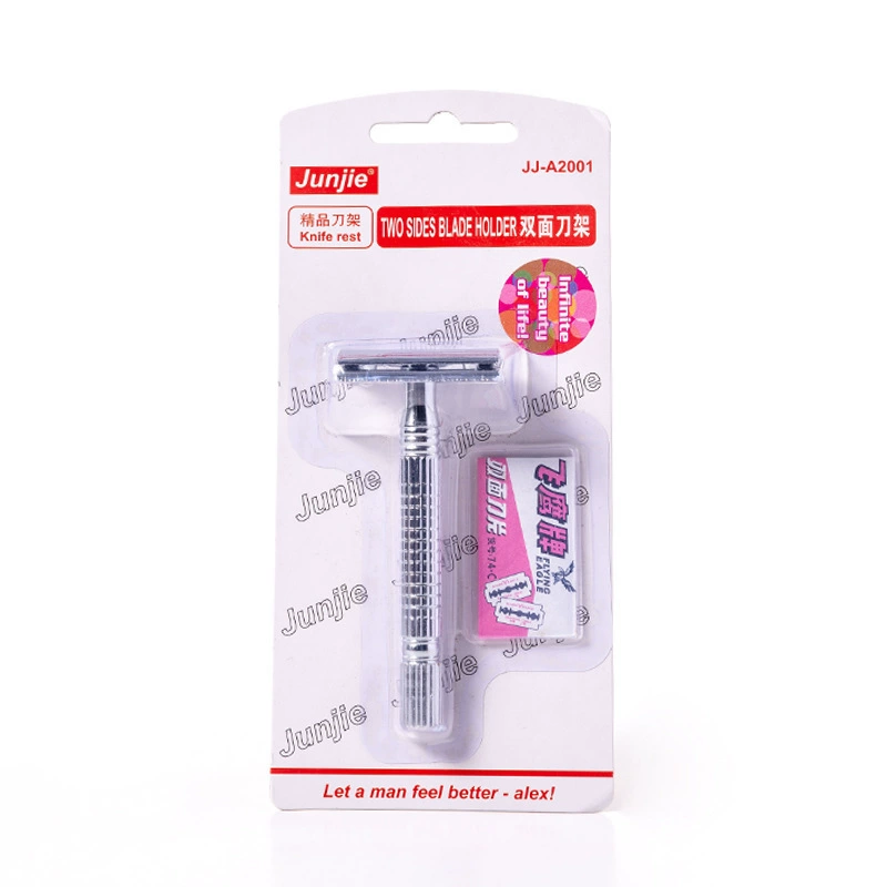 Ручной держатель для бритвы марки Junjie 2001, металлический старомодный простой держатель для бритвы, упаковка для всасывающих карт с лезвием