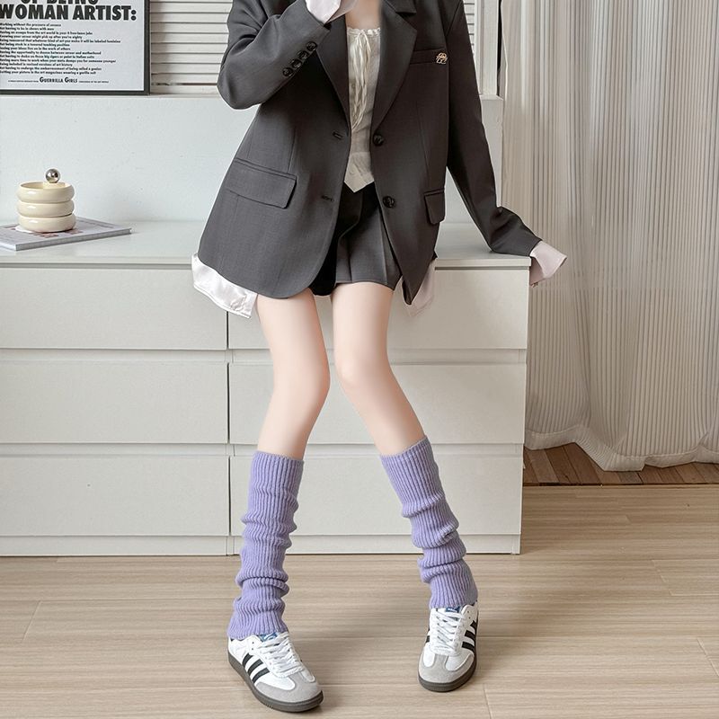 堆堆袜套y2k小腿袜女秋冬保暖加厚白色堆堆袜针织腿套长筒jk袜套|undefined