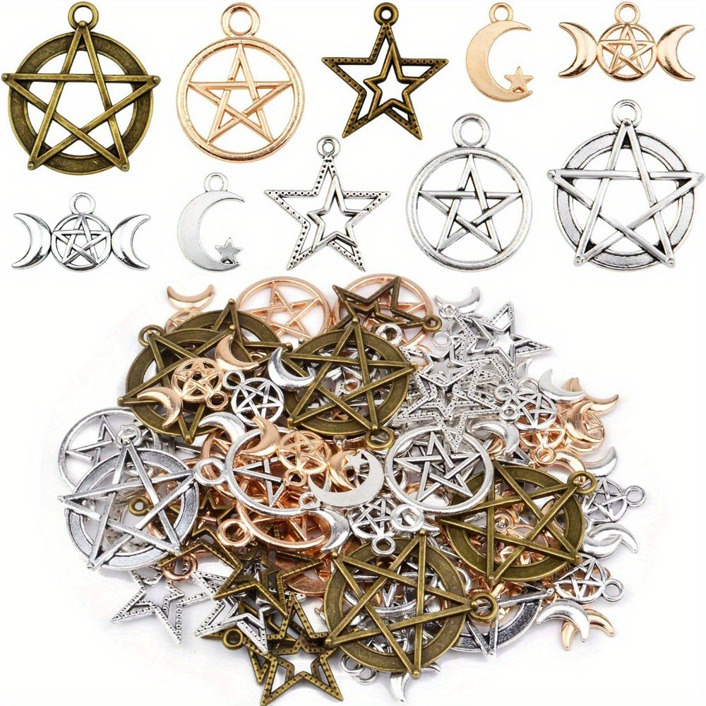 Популярные трансграничные товары могут быть отправлены от имени ювелирных изделий своими руками, аксессуары, подвеска из сплава в стиле ретро, ​​подвеска с луной и звездой, пятиконечная звезда