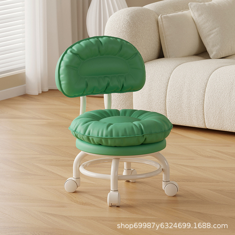 Rueda universal taburete pequeño polea taburete bajo para niños pequeños taburete redondo manicuría costura móvil con muñeca giratoria ligera