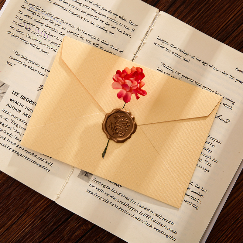 Sobre de lino grueso, juego de papelería de alta gama, carta de amor de confesión escrita a mano retro, carta de invitación con cabecera de carta de escritura de piel de vaca