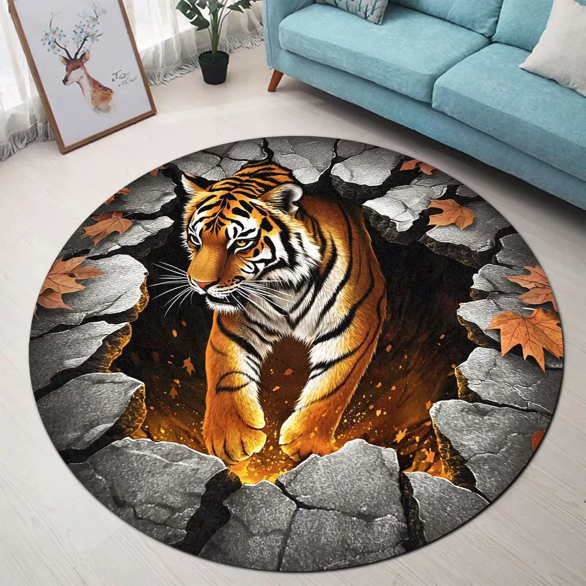 Round carpet for home use for living room, sofa, 3D