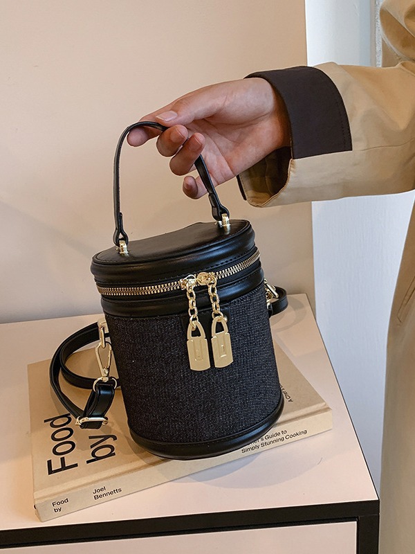 Bolsa de cubo de mano de comercio exterior transfronterizo para mujeres 2024 nueva moda de color contrastante empalme de alta calidad bolso de hombro