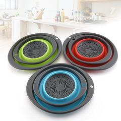 New oval foldable silicone colander multi-functional water filtering basket fruit and vegetable basket