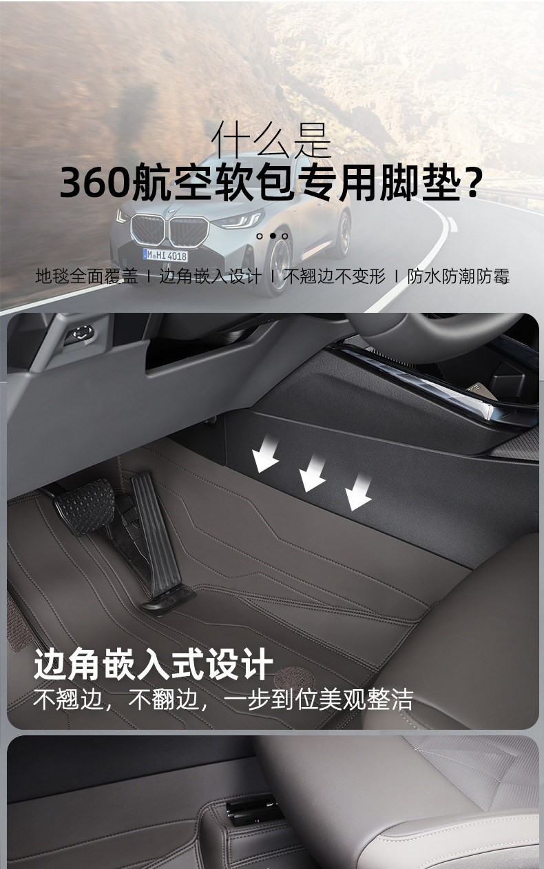 Suitable for BMW X1, X3, X5, M4, X7, I3 series, 2 series, 5 series, 7 series, 360 aviation soft wrap full coverage car floor mats