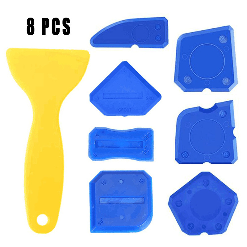 跨境8件套厨房浴室地板玻璃胶涂抹整理工具灌浆刮板清洁铲刀