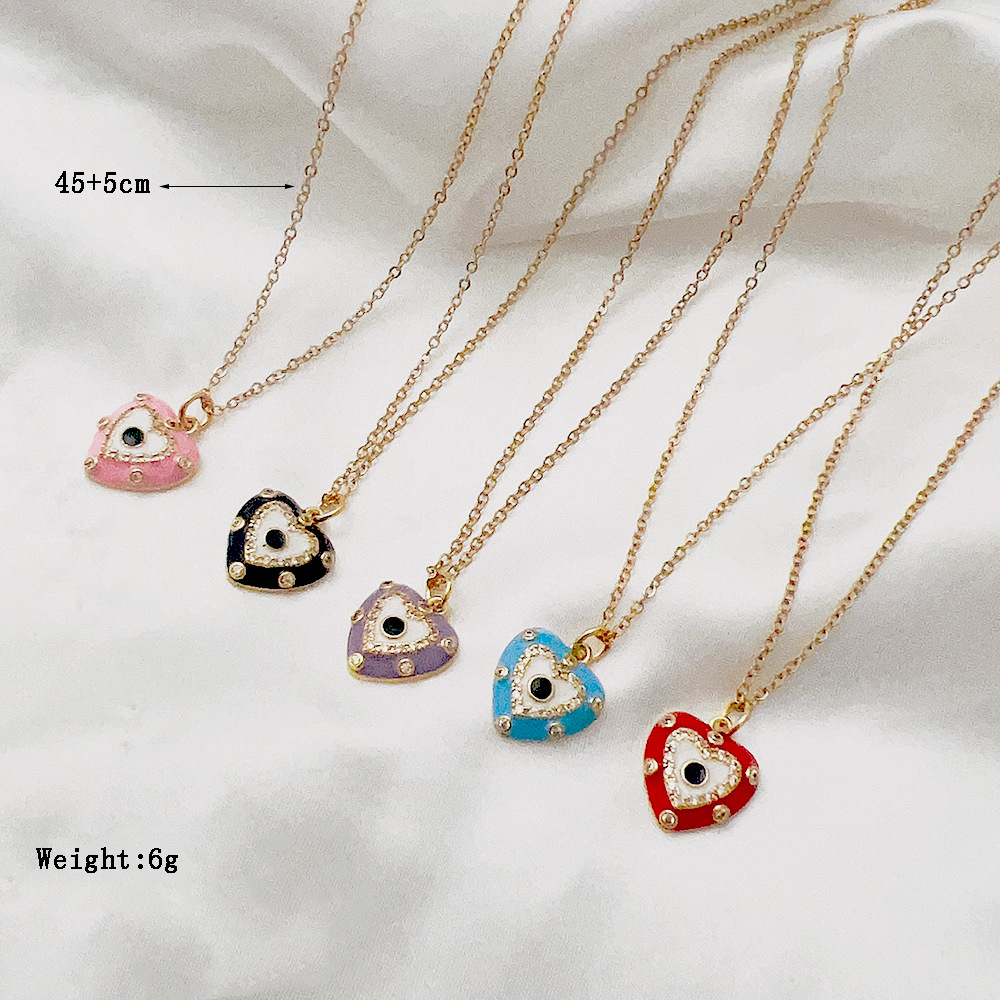 Fashion Heart Shape Stainless Steel Enamel Pendant Necklace 1 Piece display picture 2
