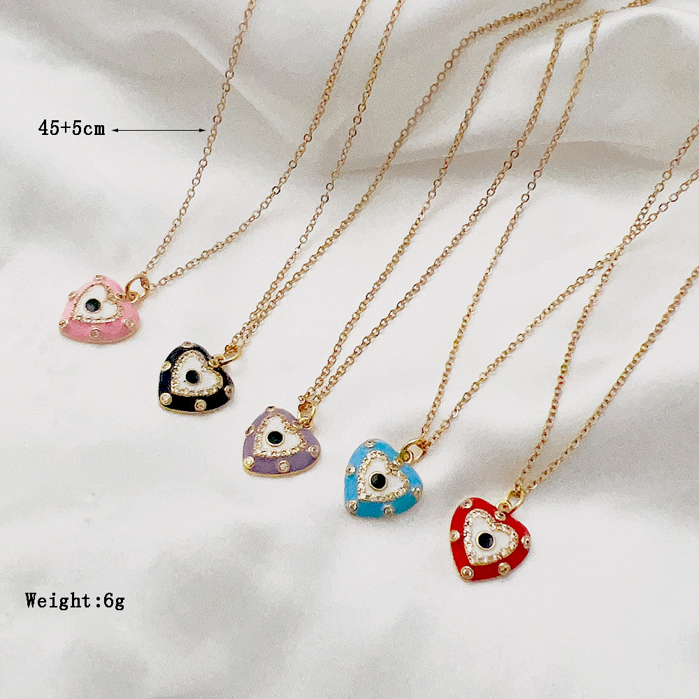 Fashion Heart Shape Stainless Steel Enamel Pendant Necklace 1 Piece