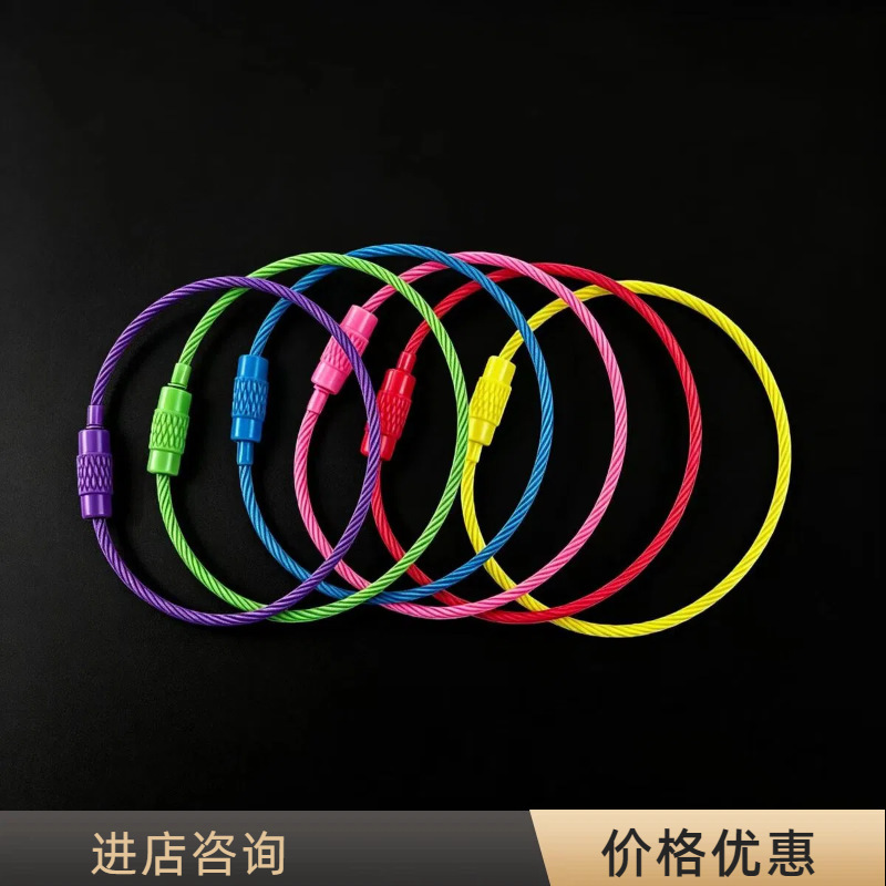 Colorful Painted 304 Stainless Steel Wire Rope Loop Metal Swivel Head DIY Tag Key Ring Handmade Jewelry