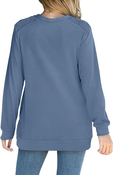 Round Neck Loose Casual Long Sleeve Sweatshirt in Hoodies & Sweatshirts