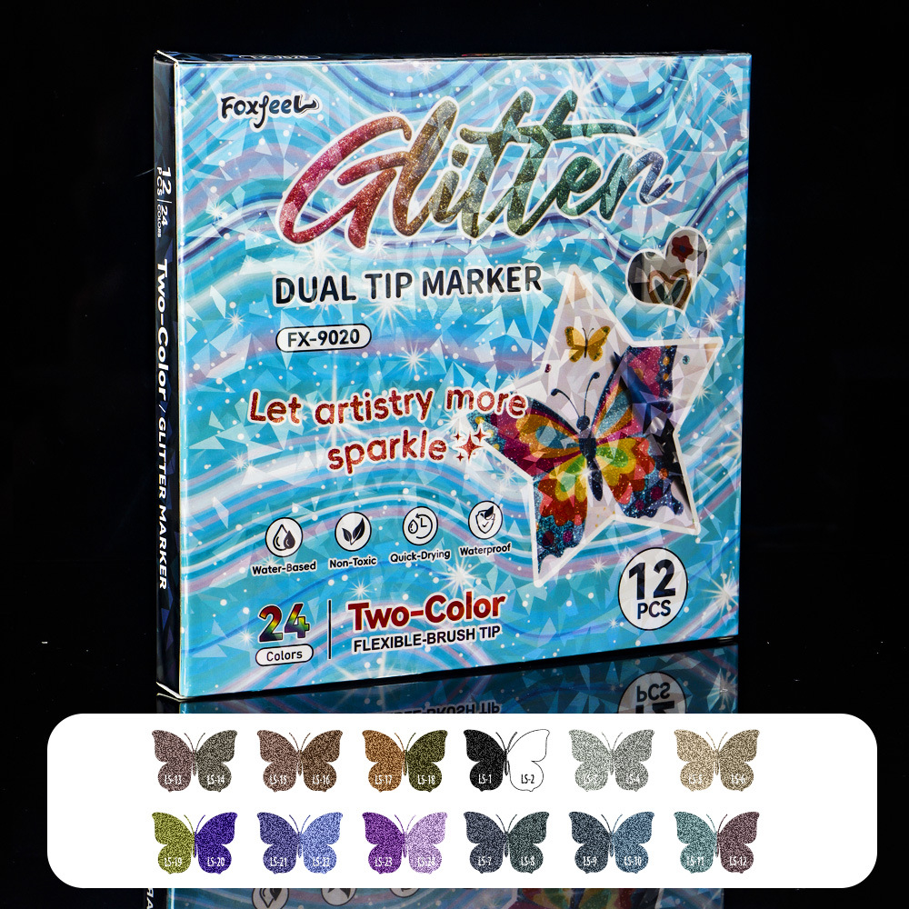 Doble cabeza de dos colores marcador de flash polvo marcador DIY pintado graffiti creativo marcador tiza perlada