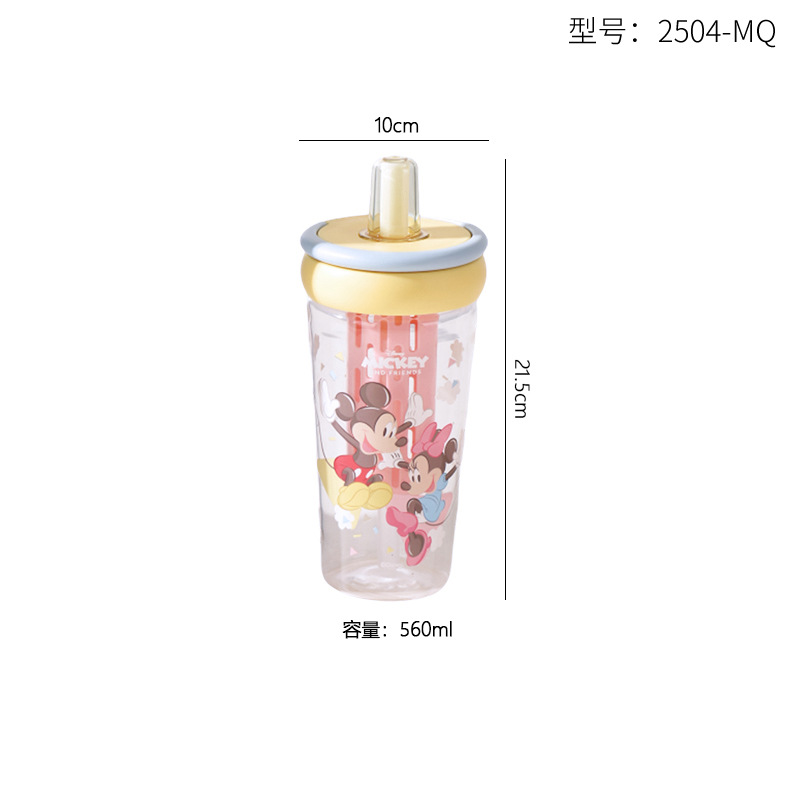 Taza de vidrio de separación de té Stitch nueva taza de paja de vidrio de borosilicato taza de té de dibujos animados taza de agua con fugas de té