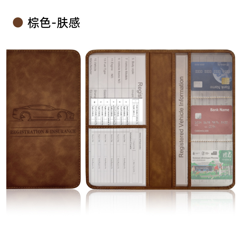 Transfronterizo temu licencia de conducir americana pu funda de cuero carpeta de registro de automóviles funda de archivo de información de seguro